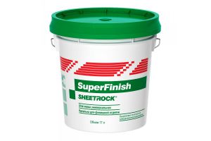Sheetrock superfinishSuperFinish – готовая к применению финишная пастообразная полимерная шпатлевка.  Применяется внутри сухих помещений для создания высококачественной поверхности под окраску, обои или декоративные покрытия.  Подходит для финишного вырав